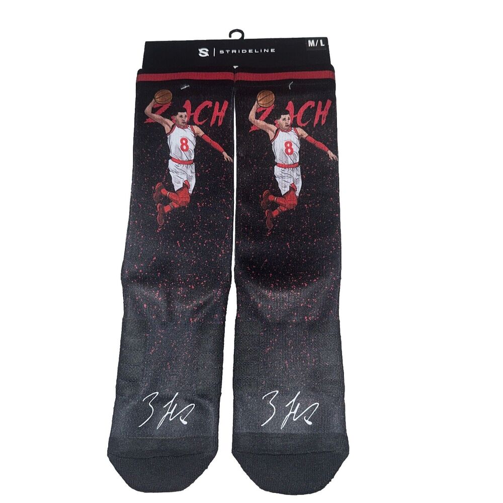 Strideline Athletic Dunk Black Socks Chicago Bulls Zach LaVine Men's M/L 8-12